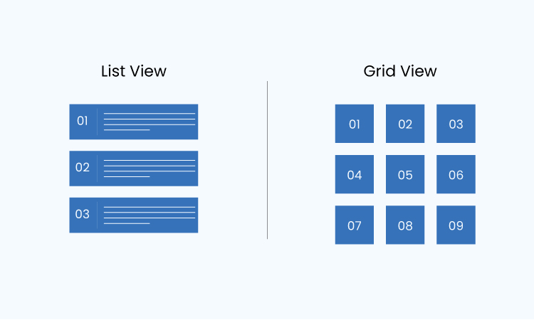 List and grid view