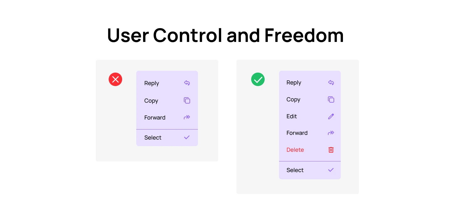 User Control and Freedom in Usability Heuristics