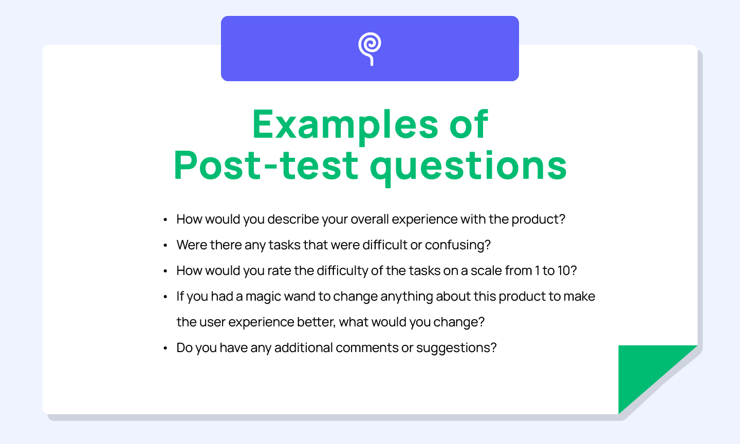 Examples of Post-test questions