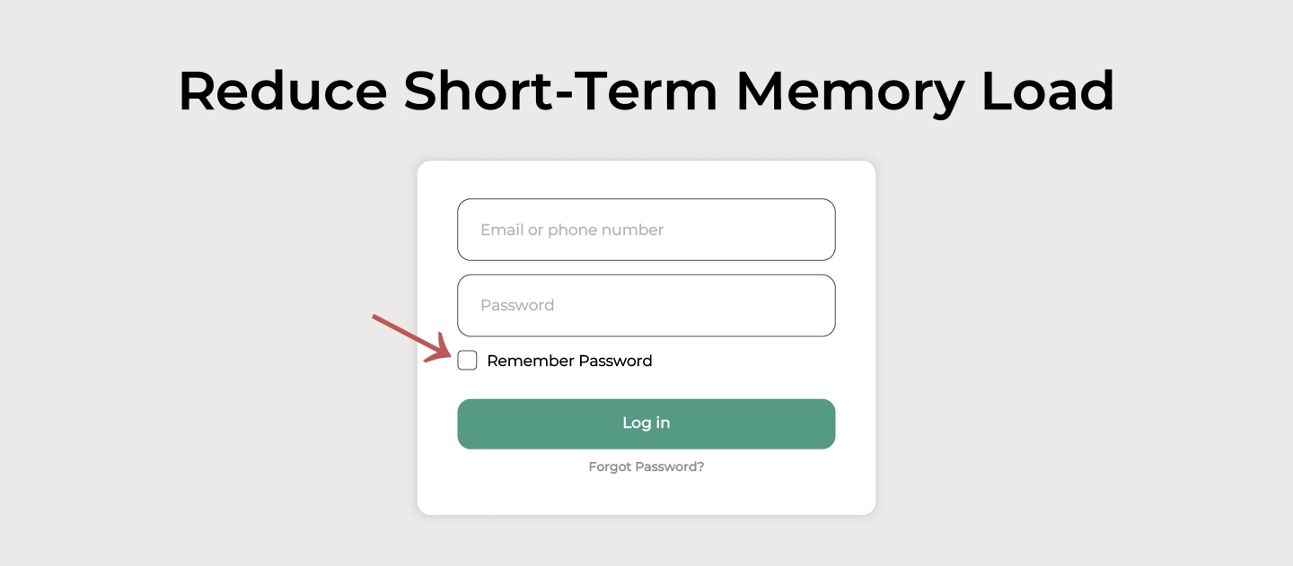 Reduce Short-Term Memory Load - 8 golden rules of UI