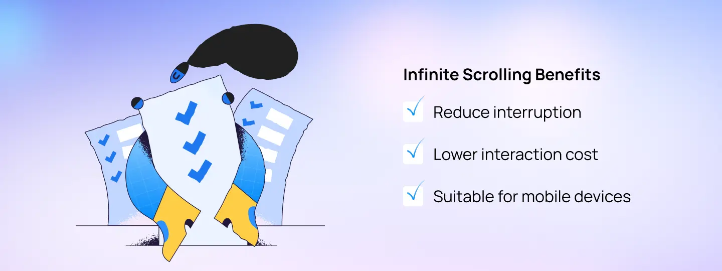 Pros of using infinite scrolling