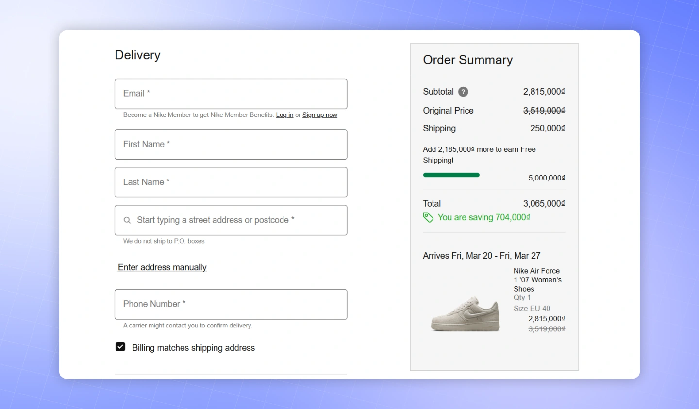 Order / Checkout Forms